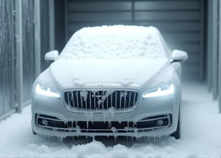 Automatisk bilvask i gang med masser af skum