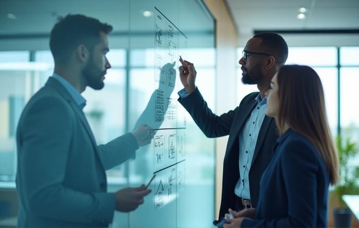 LynxPoint consultants analyzing data on a whiteboard